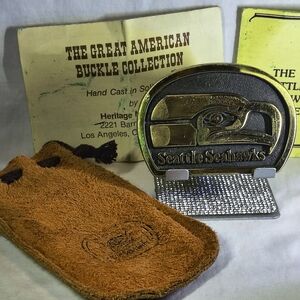 NFL Seattle Seahawks Silver and Black Belt Buckle